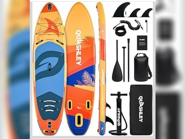 Lot 96-173887 - Quashley Inflatable Paddle Board Extra Wide Stand Up Paddleboards 11'×34" with All Premium Paddle Bo...