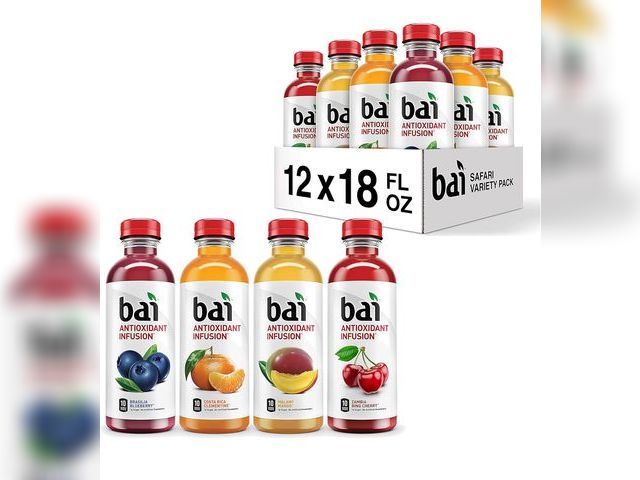 Lot 96-166307 - Bai Flavored Water, Safari Variety Pack, Antioxidant Infused Drinks, 3 Each of Brasilia Blueberry, C...