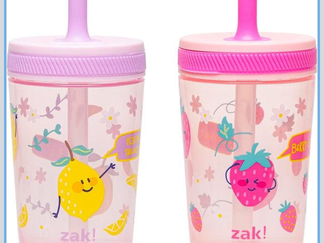 Lot 96-191542 - Zak Designs Kelso Toddler Cups For Travel or At Home, 15oz 2-Pack Durable Plastic Sippy Cups With Le...