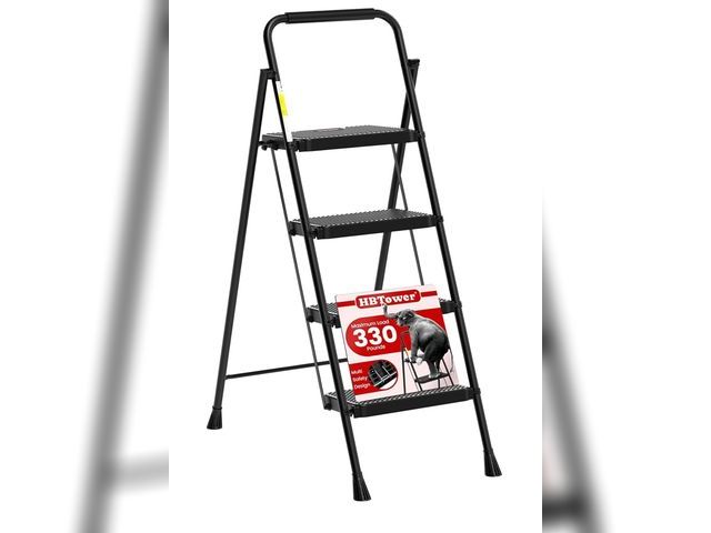 Lot 96-169528 - HBTower Step Ladder, Step Stool Foldable for Adults with Wide Anti-Slip Pedal, Lightweight 4 Step La...