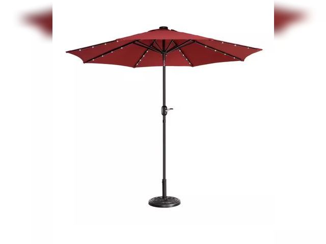 Lot 96-163578 - Pure Garden
9 ft. Steel Solar LED Lighted Patio Market Umbrella with Auto Tilt, Easy Crank Lift in R...