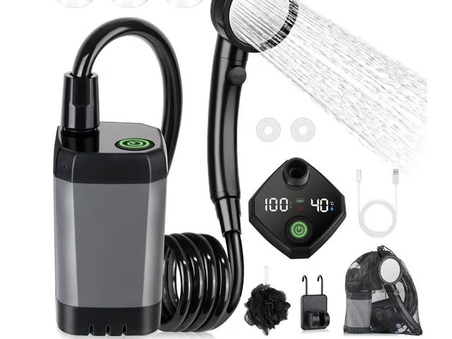Lot 96-230595 - Portable Shower for Camping, [Long-Lasting] 6000mAh Rechargeable New