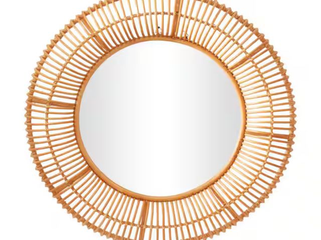 Lot 96-155183 - Litton Lane 39 in. x 39 in. Handmade Woven Round Framed Brown Wall Mirror MSRP $106.99 New