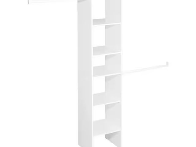 Lot 96-175366 - ClosetMaid
Selectives 48 in. W - 112 in. W White Reach-In Tower Wall Mount 6-Shelf Wood Closet Syste...