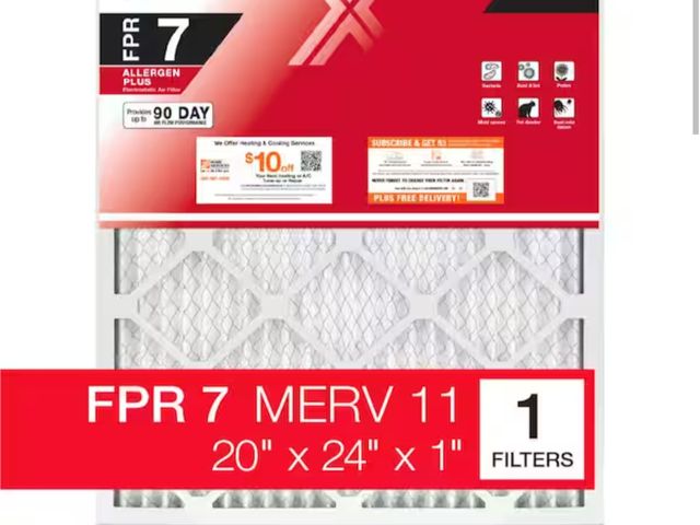Lot 96-173773 - 12 Pack HDX 
20 in. x 24 in. x 1 in. Allergen Plus Pleated Air Filter FPR 7, MERV 11 New