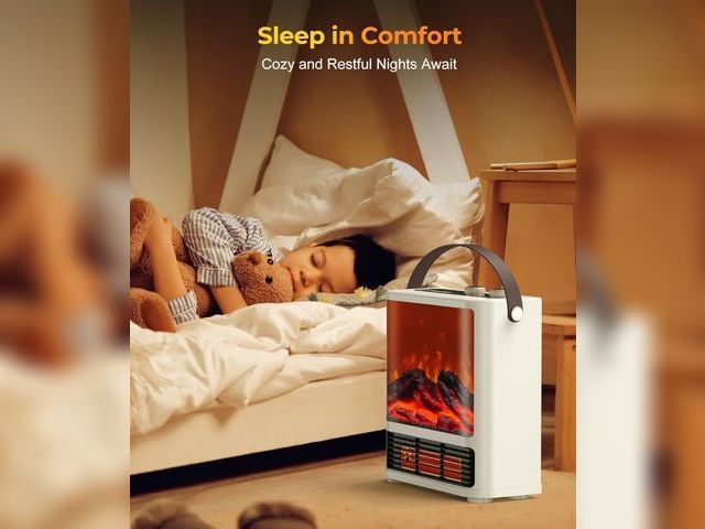 Lot 96-211776 - Fireplace Space Heater for Indoor Use, 1500W Freestanding Electric Heater with Realistic 3D LED Flam...