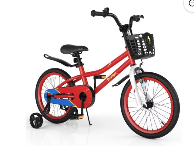 Lot 96-197586 - Costway 18'' Kid's Bike Dual Brake (Coaster and Hand) System  MISSING Training Wheels &amp; Basket. ...