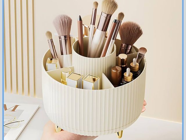Lot 96-181490 - Diesisa Makeup Brush Holder Organizer,360° Rotating Makeup Brush Organizer,5 Slot Make up Brushes Cu...