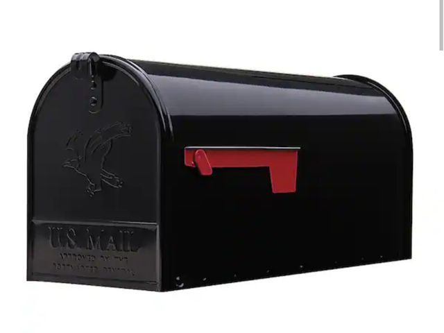 Lot 96-181824 - Architectural Mailboxes Elite Black, Large, Steel, Post Mount Mailbox New