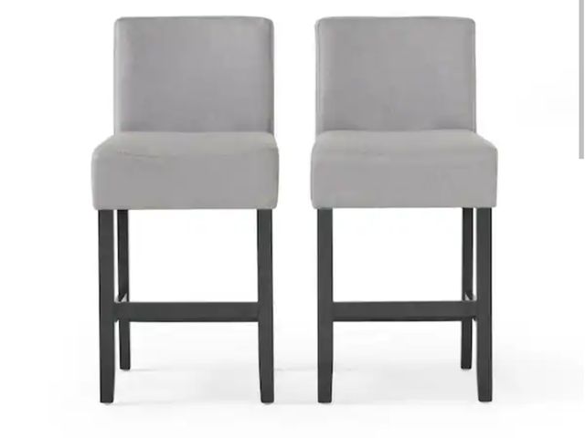 Lot 96-191424 - Noble House 
Lopez 26 in. Light Grey Counter Stools (Set of 2) New MSRP $247
