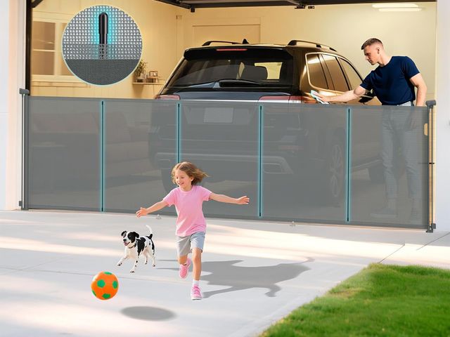 Lot 96-187491 - 160 Inch Retractable Baby Gates Extra Wide, 42 Inch Extra Tall Retractable Gate for Indoor/Outdoor, ...