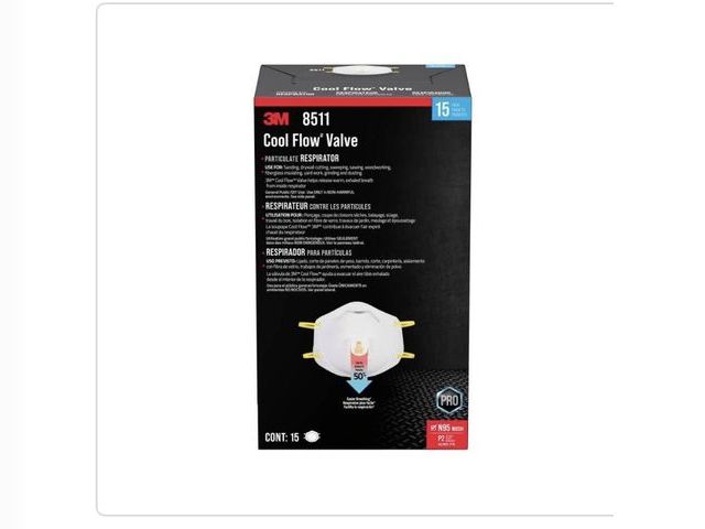 Lot 96-230405 - 3M 8511 N95 Cool Flow Valve
Particulate Respirator, 15 Pack
New