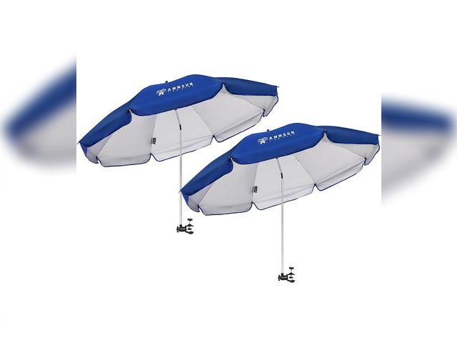 Lot 96-176411 - AMMSUN XL Chair Umbrella with Universal Clamp Adjustable 47 inches and 360-degree Swivel UPF 50+, Po...