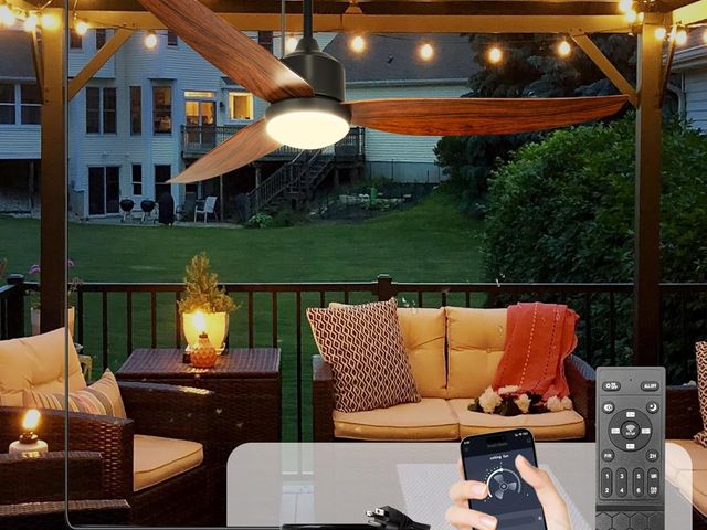 Lot 96-163941 - Depuley Outdoor Ceiling Fan with Light: 52 Inch Gazebo Fan Outdoor Hanging - Plug in Fan for Patio W...
