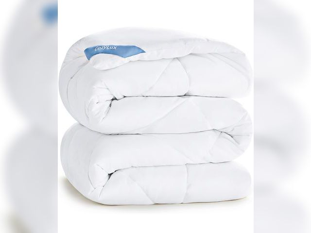 Lot 96-174161 - CozyLux Twin Size Bedding Comforter Duvet Insert - Quilted White Comforters with Corner Tabs, 1800 S...