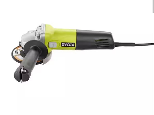 Lot 96-162338 - RYOBI 5.5 Amp Corded 4-1/2 in. Angle Grinder lightly used untested parts missing