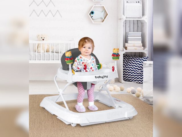 Lot 96-197708 - Costway Baby Walker Adjustable Height Removable Toy Wheels Folding Portable Gray
New