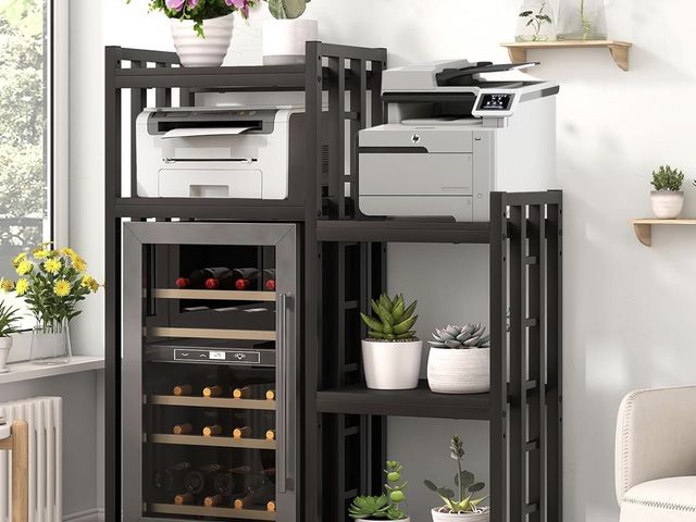 Lot 96-205400 - BRIGHTSHOW Kitchen Storage Shelf Bakers Rack, 6-Tier Coffee Bar Table, Kitchen Microwave &amp; Mini ...