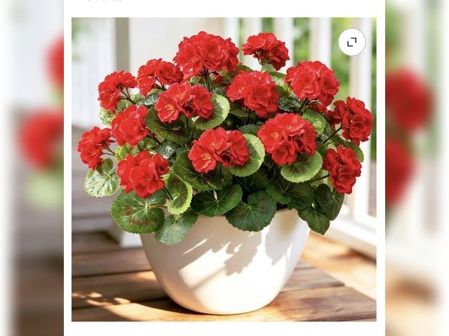 Lot 96-232919 - DAKIMOE Artificial Flowers for Outdoor Indoor- Red Fake Flower Uv resistant Faux Flowers for Home Pl...