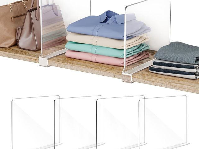 Lot 96-193603 - Fixwal 4 PCS Acrylic Shelf Dividers for Closet Organization Clear Shelf Divider for Closet Organizer...