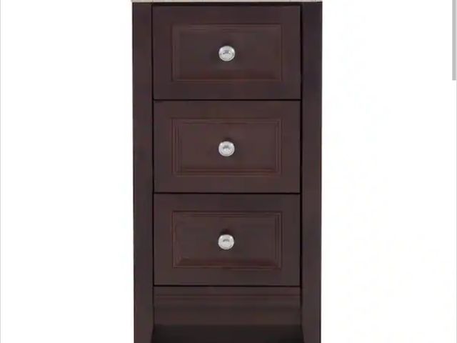Lot 96-200806 - Glacier Bay Delridge 14 in. W x 17 in. D x 30 in. H Chocolate Linen Cabinet (Assembled) New, no box ...