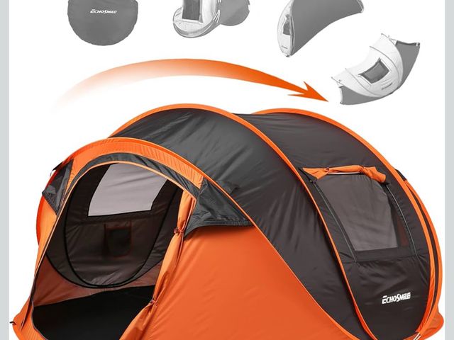 Lot 96-175370 - EchoSmile Instant Pop Up Camping Tent, 2/4/6 Person, Easy Setup Tent, Water Resistant Dome, Portable...