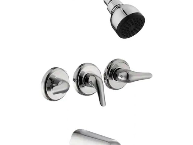 Lot 96-182419 - Exclusive
Glacier Bay
Aragon 3 Handle 1-Spray Tub and Shower Faucet 1.8 GPM in Chrome (Valve Include...