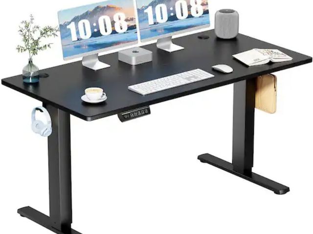 Lot 96-232691 - WONDER COMFORT 55 x 24 in. Electric Black Adjustable Height Rising Standing Desk with Splice Board, ...