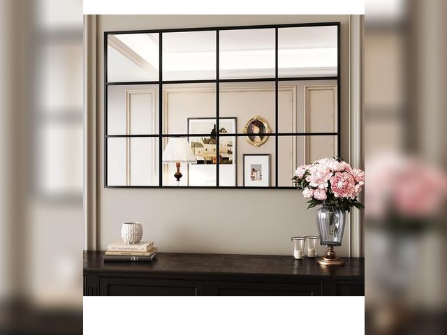 Lot 96-164308 - Suidia Wall Mirror, 30" x 48" Window Decorative Mirrors, Metal Framed Wall Decor Wall-Mounted Mirror...