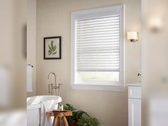 Lot 96-168188 - Home Decorators Collection
White Cordless Faux Wood Blinds for Windows with 2 in. Slats - 32 in. W x...