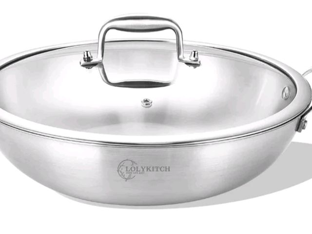 Lot 96-230729 - LOLYKITCH Tri-ply Stainless Steel Wok Pan with Lid,Induction Cooking Pot,Dishwasher and Oven Safe,13...