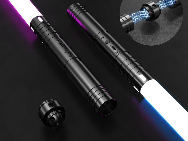 Lot 96-163956 - Lightsaber 2Pack,Metal Hilt Rechargeable Light Saber 15 RGB Colors with 4 Modes Fx Battle Sound,2 in...