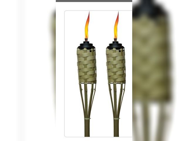 Lot 96-191998 - TIKI Weather Resistant Coated 57 in. Torch Bamboo Classic Weave Brown 2-Pack New