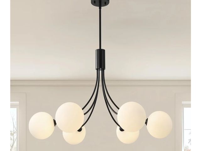 Lot 96-170719 - Black Sputnik Chandelier,6-Light Modern Mid Century for Dining Room Light Fixtures Over Table,Adjust...