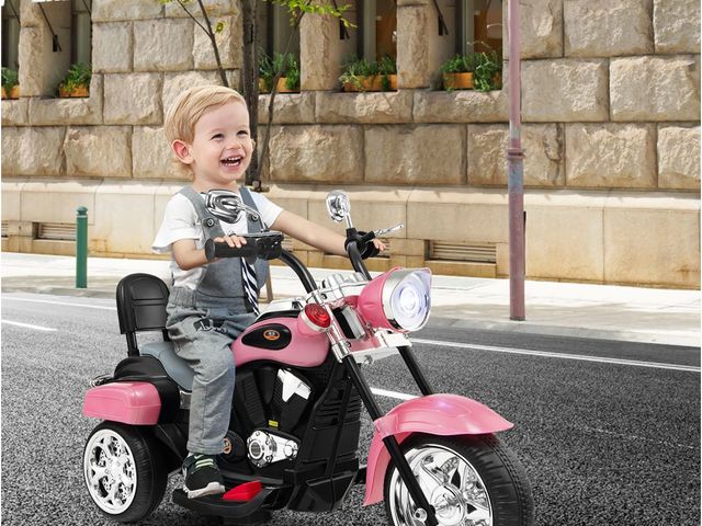 Lot 96-197608 - Costway 6V Kids Ride on Chopper Motorcycle 3 Wheel Trike with Headlight and Horn Pink
Open box 
Appe...