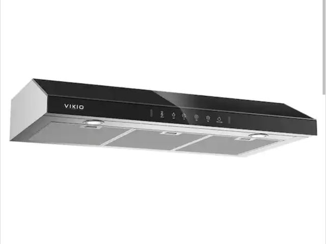 Lot 96-191434 - VIKIO 
36 in. 900 CFM Ducted Under Cabinet Range Hood in Stainless Steel and Black Glass with LED Li...