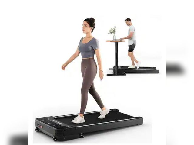 Lot 96-192703 - Costway - 1HP Under-Desk Walking Treadmill Jogging Exercise Machine w/ Remote Controller - Black MSR...