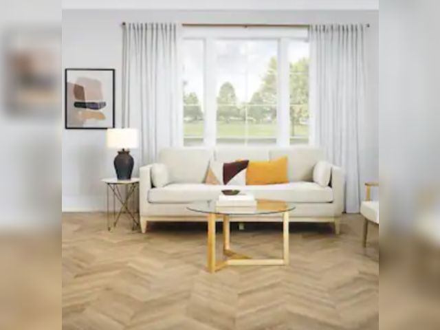 Lot 96-173620 - Approximately 359 ft² Lifeproof Chevron Dusk Cherry 22 MIL x 12 in. W x 28 in. L Click Lock Waterpro...