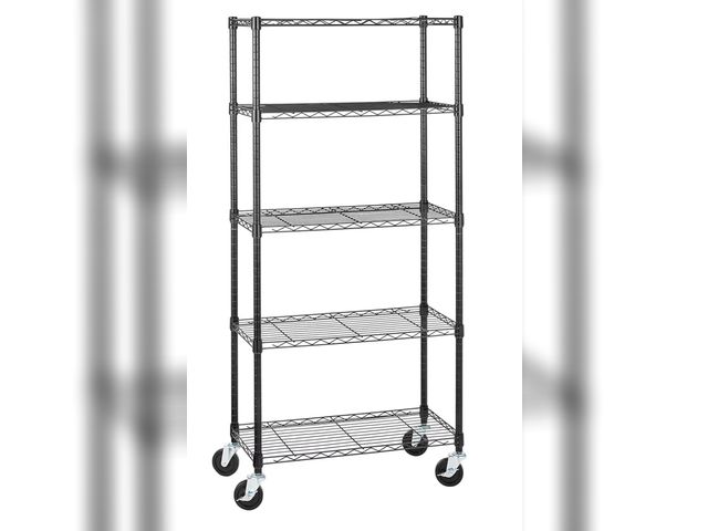 Lot 96-178618 - Amazon Basics 5-Shelf Adjustable, Heavy Duty Storage Shelving Unit on 4'' Wheel Casters, Metal Organ...