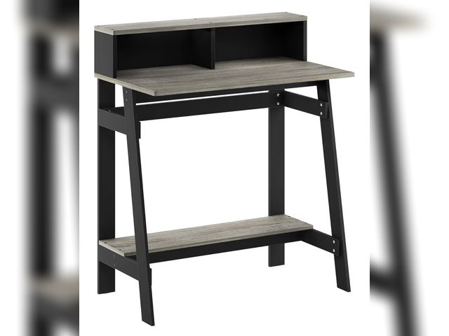 Lot 96-177464 - Furinno Simplistic A Frame Computer Desk, Black/French Oak Grey
Open Box 
Unsure if all pieces are t...