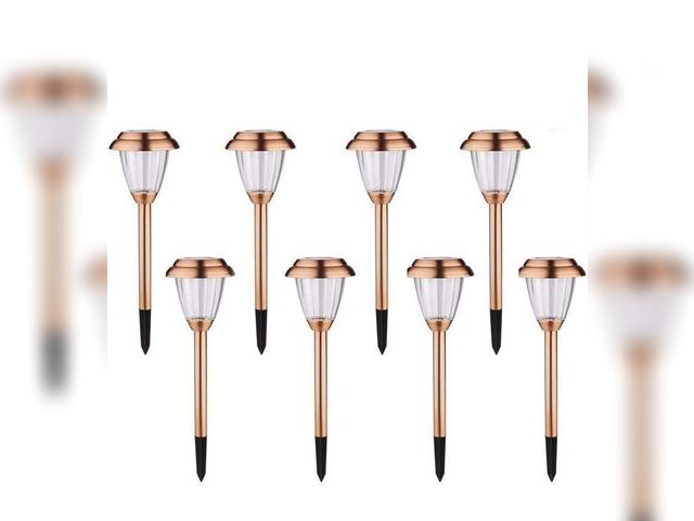 Lot 96-165803 - Solar Lights Copper Garden Walkway Lights
Solar Powered Outdoor Waterproof 8 Pack for Garden for Pat...