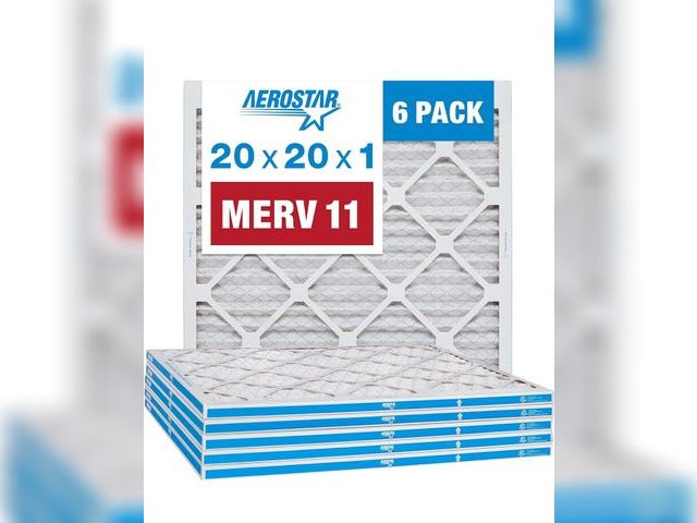 Lot 96-173537 - Aerostar 20x20x1 MERV 11 - 6 Count - Pleated HVAC, Furnace &amp; Air Conditioner Filters - Removes D...