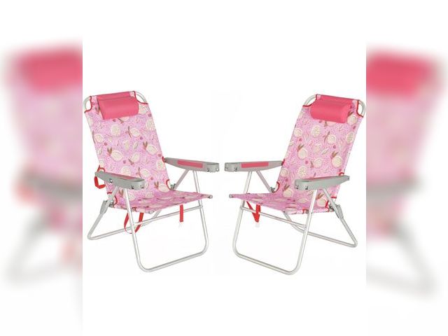 Lot 96-173259 - SUNNYFEEL 17" Tall Oversized Beach Chairs 2 Pack for Adults Heavy Duty 500 LBS, 5 Position, Portable...