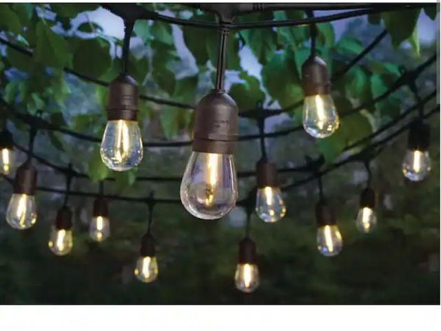 Lot 96-212046 - Hampton Bay 24-Light 48 ft. Plug-in Indoor/Outdoor Edison Patio String Light with S14 Single Filamen...