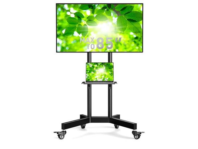 Lot 96-177075 - Perlegear Rolling TV Stand, Mobile TV Stand on Wheels for 32-85 Inch Screens up to 132 lbs, Height A...