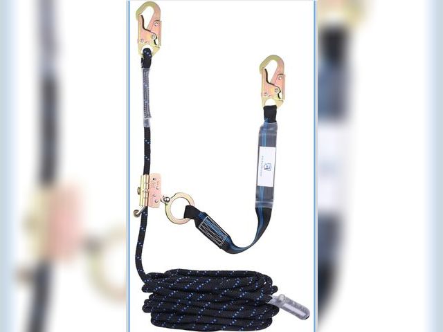 Lot 96-174745 - 50FT Vertical Lifeline Assembly with Alloy Steel Anti-Panic Rope Grab Snap Hook Shock Absorb Lanyard...