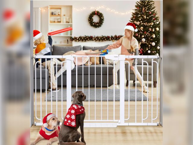 Lot 96-187730 - Cumbor 29.7-57" Extra Wide Baby Gate for Stairs, Mom's Choice Awards Winner-Dog Gate for Doorways, P...