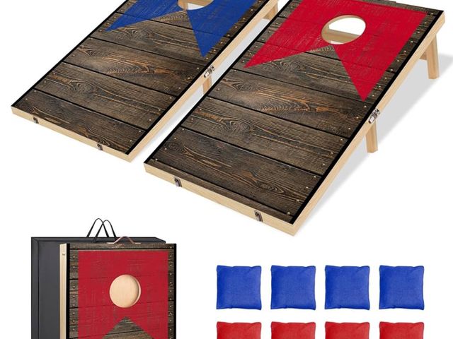 Lot 96-169519 - Wooden Cornhole Board Set with Bean Bags, Choose 4x2 or 3x2 2x1.3 ft Corn Hole Boards, Portable Outd...