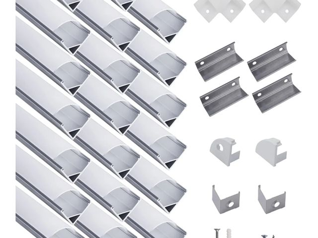 Lot 96-163896 - hunhun 20-Pack 3.3ft/1Meter V Shape LED Aluminum Channel System with Milky Cover, End Caps and Mount...
