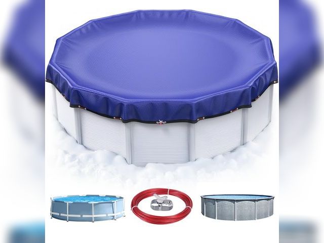 Lot 96-179218 - UIRWAY [200GSM Heavy Duty] 18FT Winter Pool Cover 2025 Upgrade Pool Cover for Above Ground Round Poo...